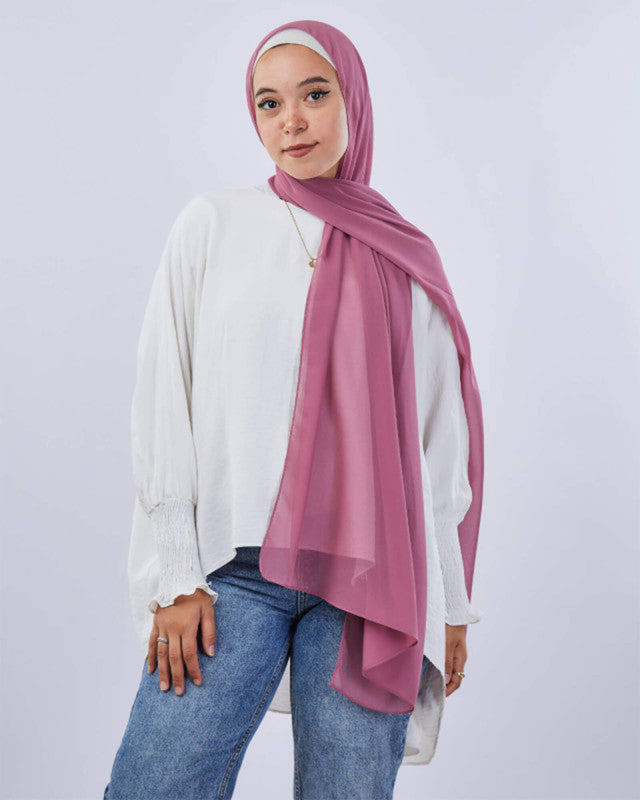 Tie Shop | Blush Pink	طرحة شيفون سادة - ايشارب شيفون سادة