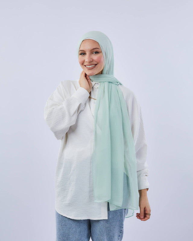 Tie Shop | Plain Wide Crinkled Chiffon | طرحة شيفون سادة - ايشارب شيفون سادة 