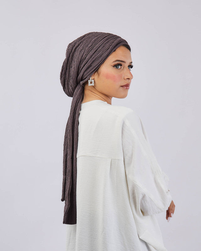 Crinkled Turban With Ribbon