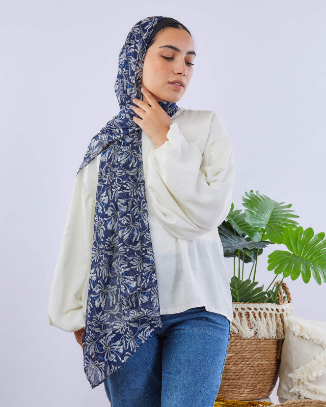 Tie Shop | Printed Crinkled Chiffon	طرحة شيفون - ايشارب شيفون