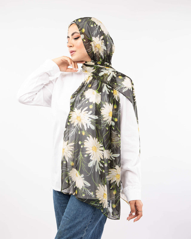 Tie Shop | Printed Crinkled Chiffon	طرحة شيفون - ايشارب شيفون