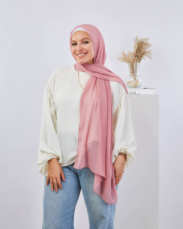 Tie Shop | Plain Wide Crinkled Chiffon | طرحة شيفون سادة - ايشارب شيفون سادة 