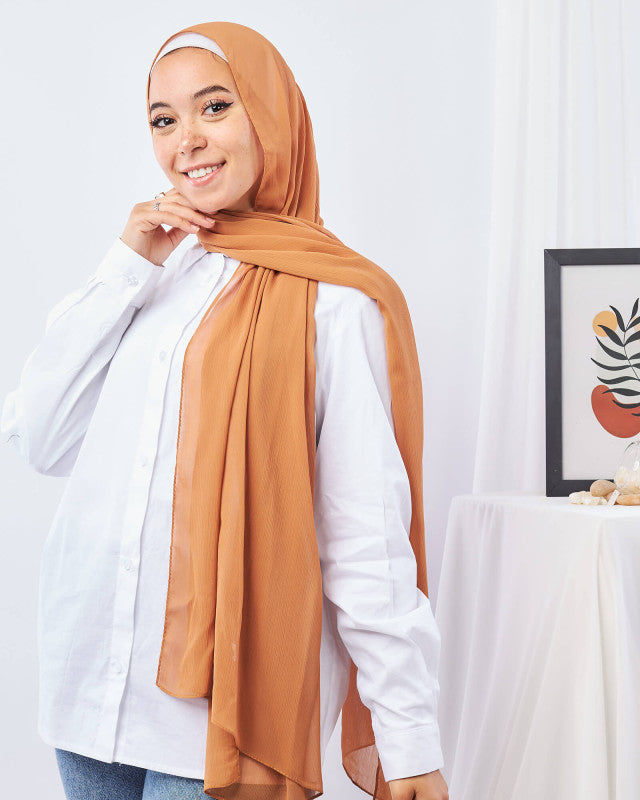 Tie Shop | Plain Wide Crinkled Chiffon | طرحة شيفون سادة - ايشارب شيفون سادة 