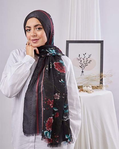 Tie shop | Printed Sequin Scarf	طرحة قطن  - ايشارب قطن