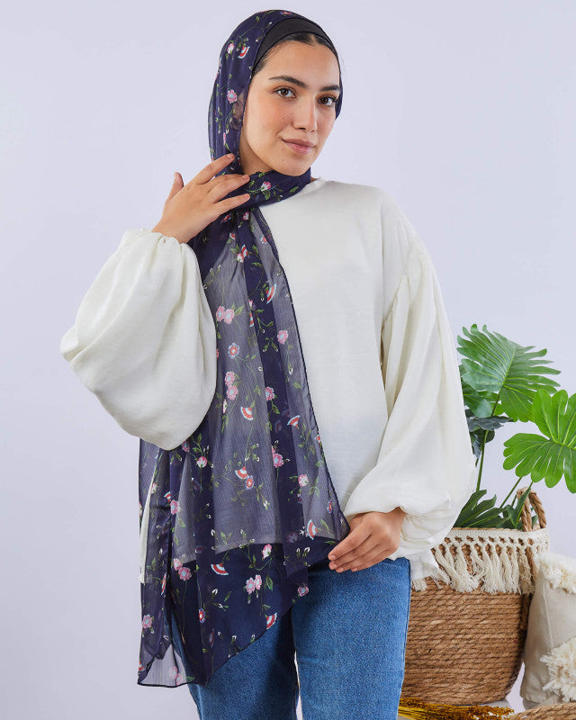 Tie Shop | Printed Crinkled Chiffon	طرحة شيفون - ايشارب شيفون