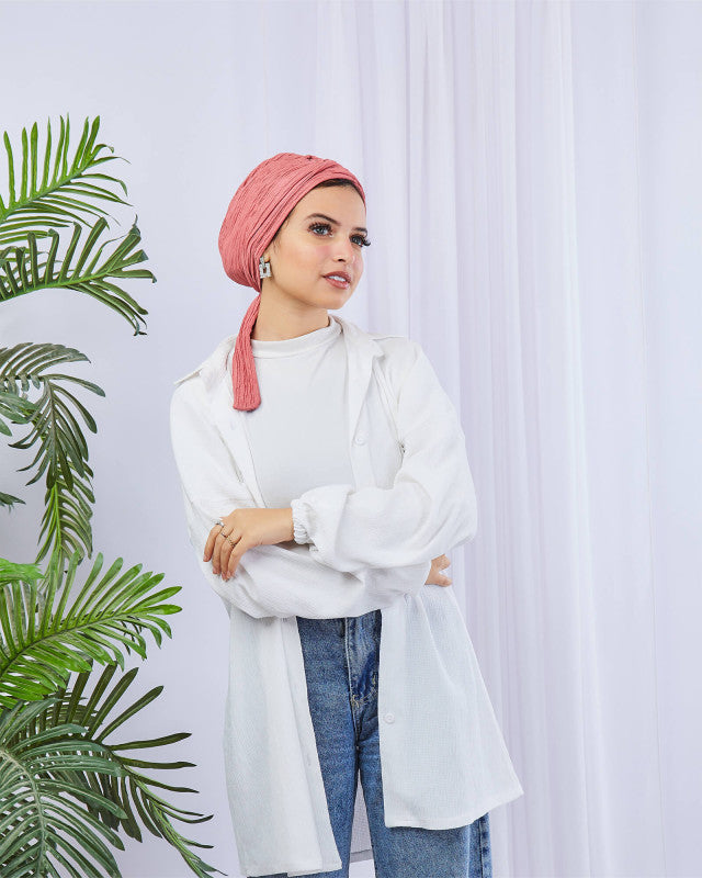 Tie Shop | Crinkled Turban With Ribbon تربون كوريشة