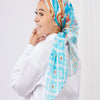 Cubic Diamonds Scarf - Off White - Turquoise