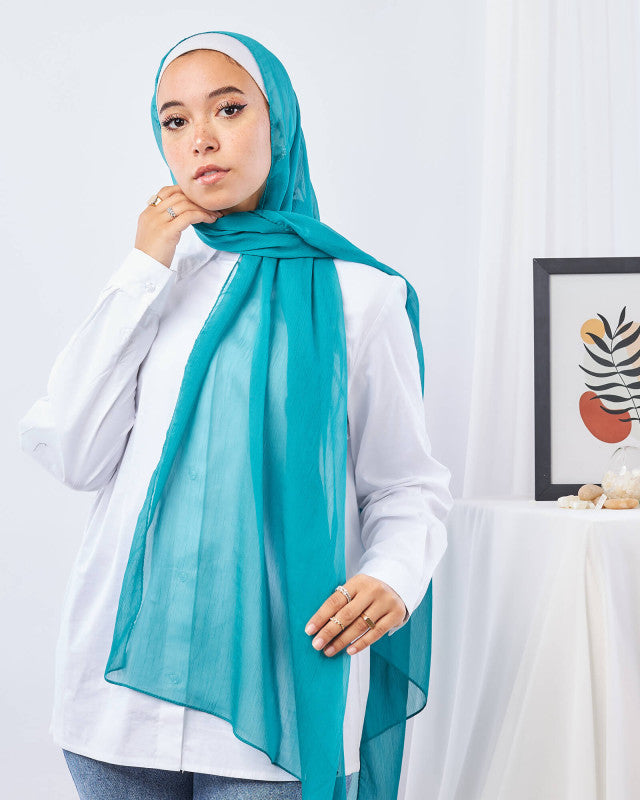 Tie Shop | Plain Wide Crinkled Chiffon | طرحة شيفون سادة - ايشارب شيفون سادة 