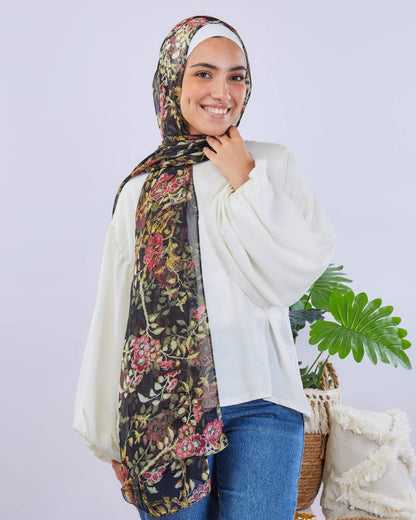 Tie Shop | Printed Crinkled Chiffon	طرحة شيفون - ايشارب شيفون