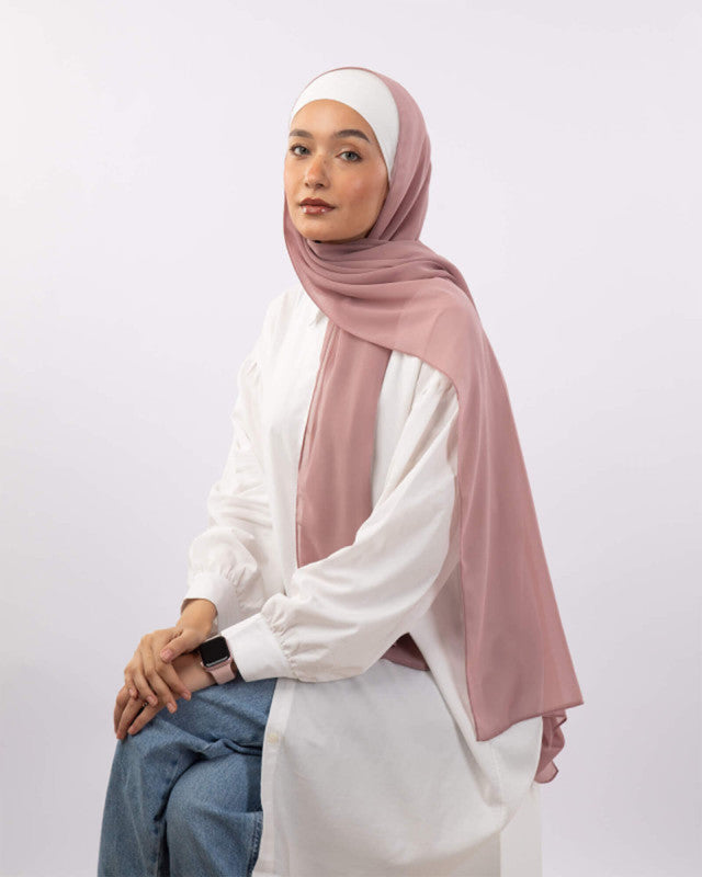 Tie Shop | Blush Pink	طرحة شيفون سادة - ايشارب شيفون سادة