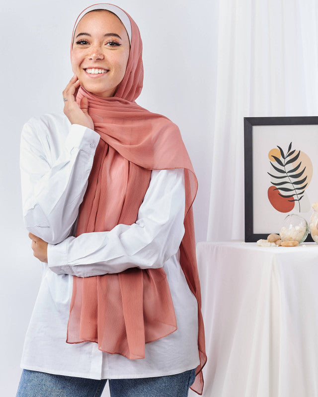 Tie Shop | Plain Wide Crinkled Chiffon | طرحة شيفون سادة - ايشارب شيفون سادة 