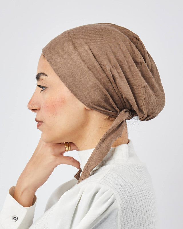 Tie Shop | Cotton Bonnet With Ribbon	بونية قطن  - بونية تحت الطرحة - بونية تحت الحجاب - بونية تحت الايشارب