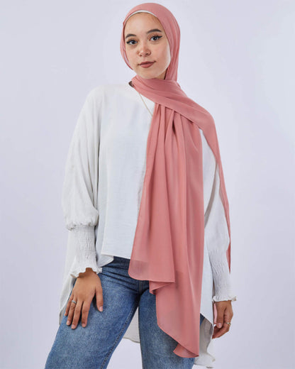 Tie Shop | Blush Pink	طرحة شيفون سادة - ايشارب شيفون سادة