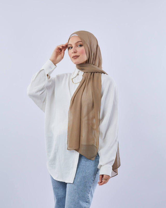 Tie Shop | Plain Crinkled Chiffon طرحة شيفون سادة  