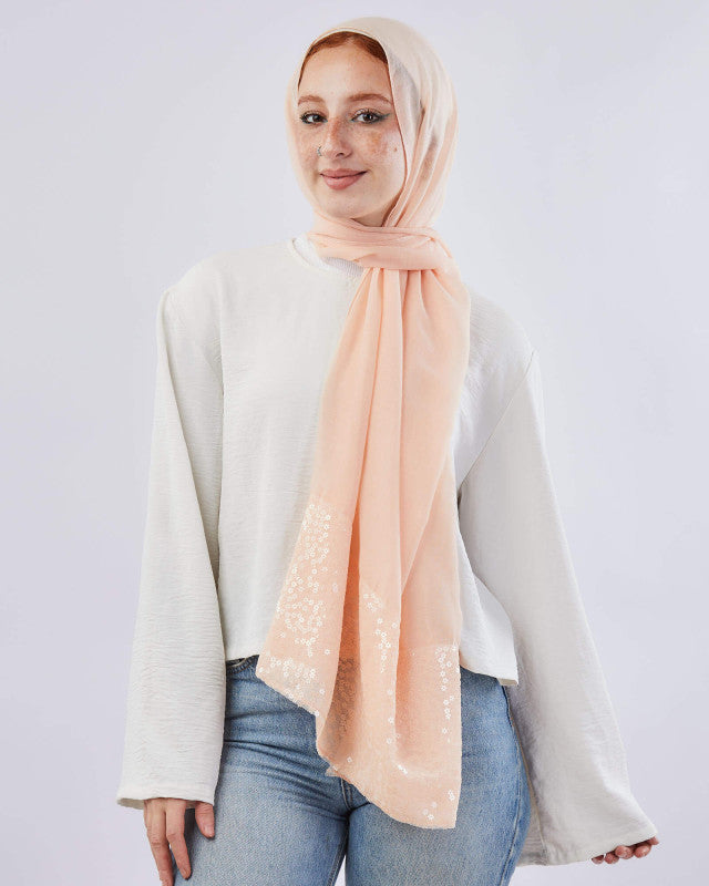 Tie Shop | Plain Sequin Scarf	طرحة قطن  - ايشارب قطن