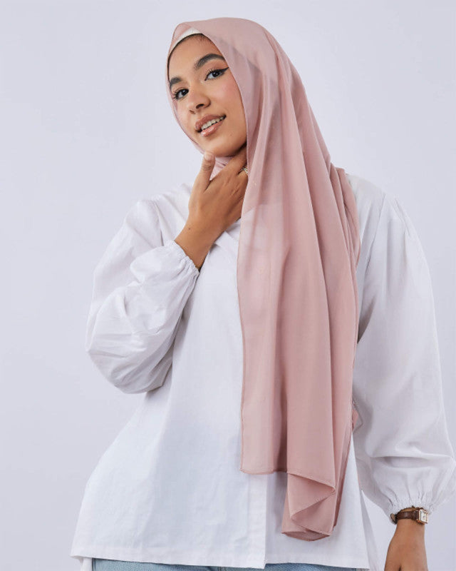 Tie Shop | Blush Pink	طرحة شيفون سادة - ايشارب شيفون سادة