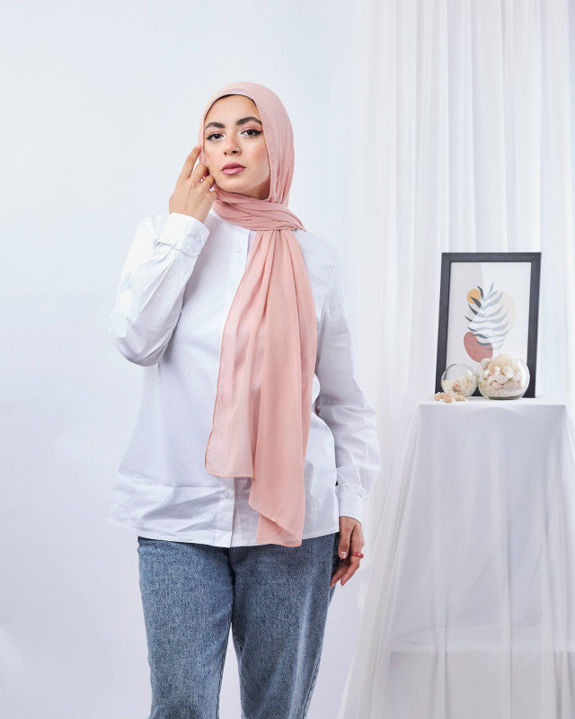 Tie Shop | Plain Wide Crinkled Chiffon | طرحة شيفون سادة - ايشارب شيفون سادة 