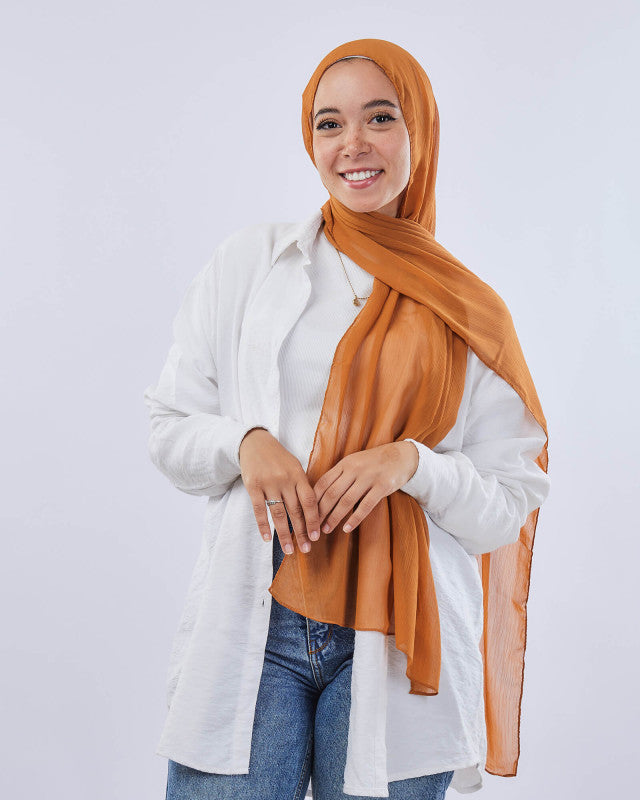 Tie Shop | Plain Crinkled Chiffon طرحة شيفون سادة  