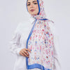 Printed Chiffon Silk - White - Blue - Red