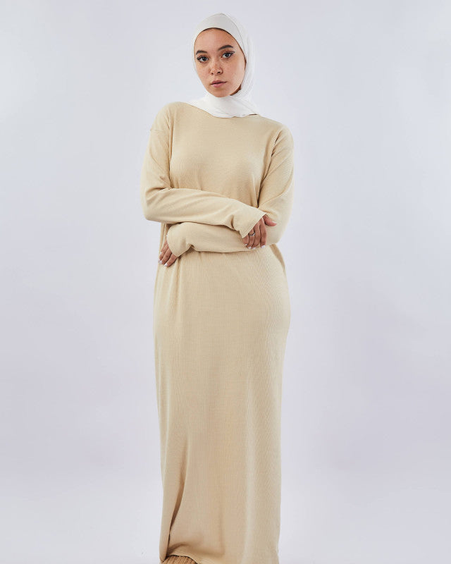 Tie Shop | Ribbed Basic Dress فستان طويل قطن