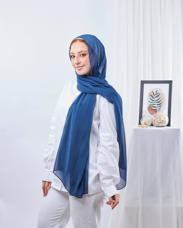 Tie Shop | Plain Wide Crinkled Chiffon | طرحة شيفون سادة - ايشارب شيفون سادة 