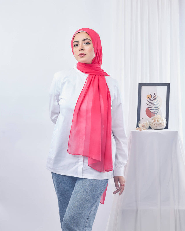 Tie Shop | Plain Wide Crinkled Chiffon | طرحة شيفون سادة - ايشارب شيفون سادة 