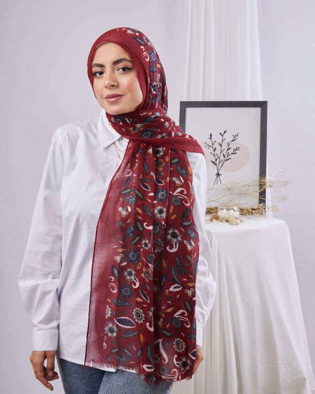 Tie shop | Printed Sequin Scarf	طرحة قطن  - ايشارب قطن