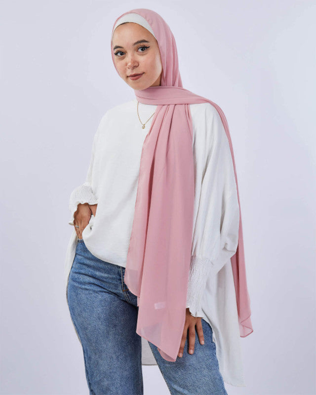 Tie Shop | Blush Pink	طرحة شيفون سادة - ايشارب شيفون سادة