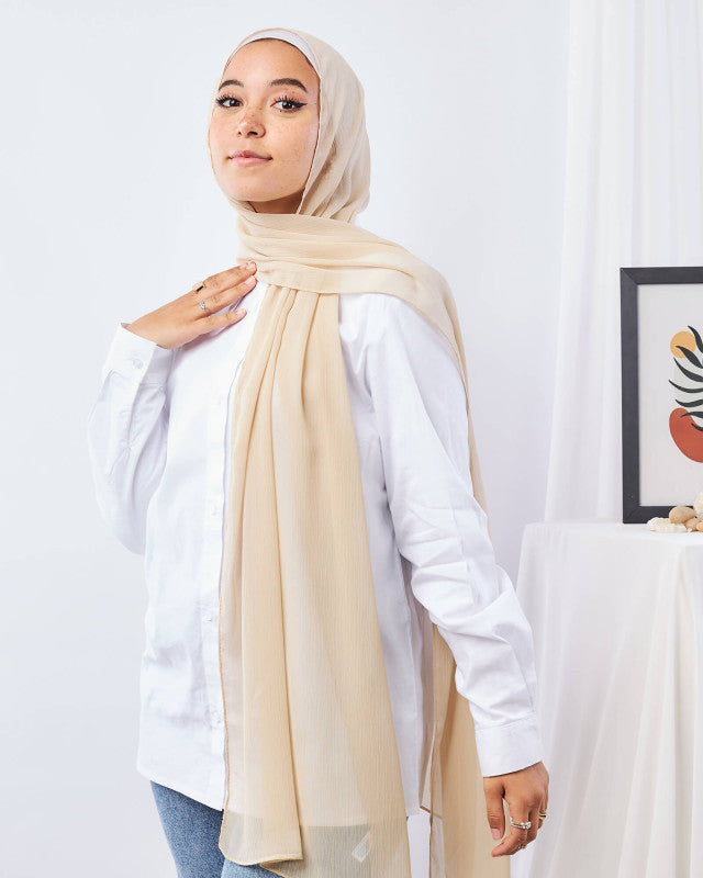 Tie Shop | Plain Crinkled Chiffon طرحة شيفون سادة  