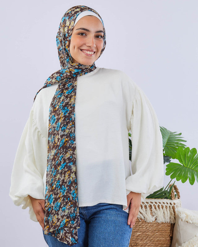 Tie Shop | Printed Crinkled Chiffon	طرحة شيفون - ايشارب شيفون