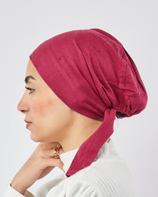 Tie Shop | Cotton Bonnet With Ribbon	بونية قطن  - بونية تحت الطرحة - بونية تحت الحجاب - بونية تحت الايشارب