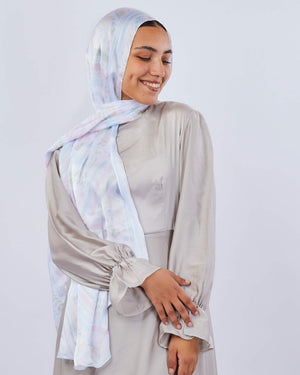 Tie Shop | Chic Fleurs طرحة شيفون - ايشارب شيفون | White - Purple