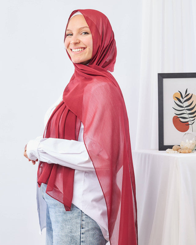 Tie Shop | Plain Crinkled Chiffon طرحة شيفون سادة  