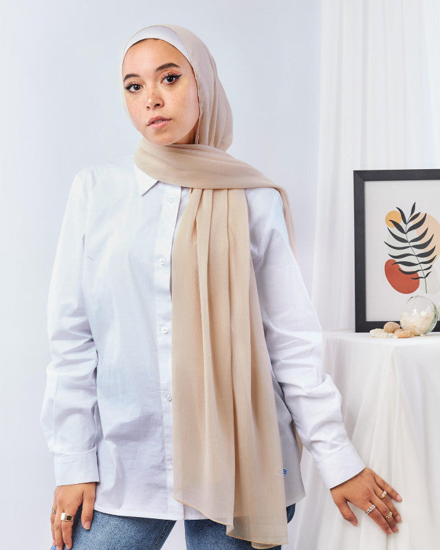 Tie Shop | Plain Wide Crinkled Chiffon | طرحة شيفون سادة - ايشارب شيفون سادة 