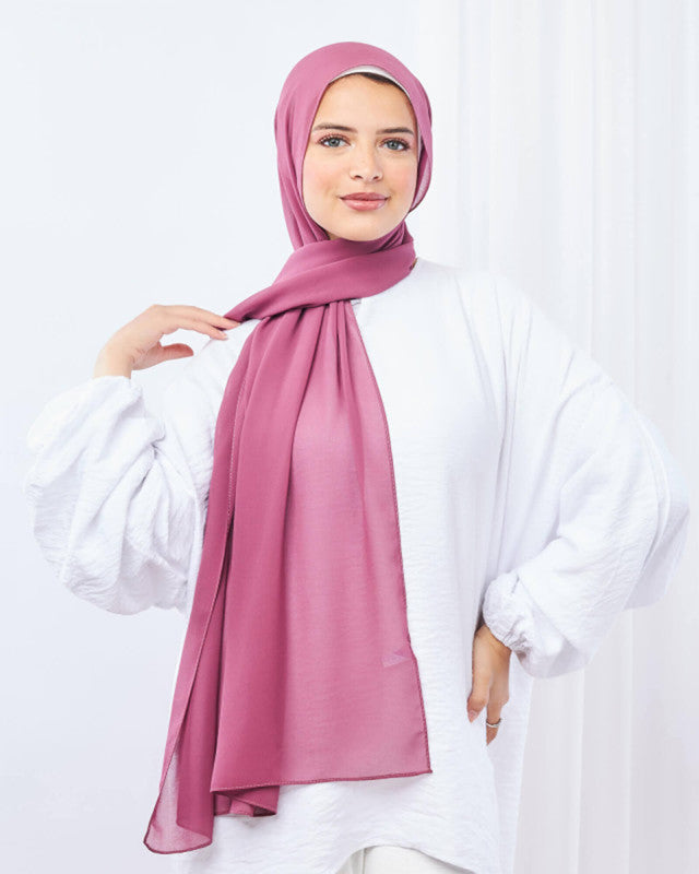 Tie Shop | Blush Pink	طرحة شيفون سادة - ايشارب شيفون سادة