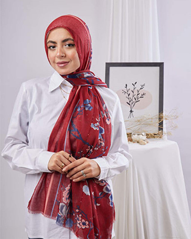 Tie shop | Printed Sequin Scarf	طرحة قطن  - ايشارب قطن