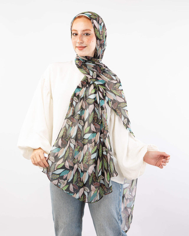 Tie Shop | Printed Crinkled Chiffon	طرحة شيفون - ايشارب شيفون