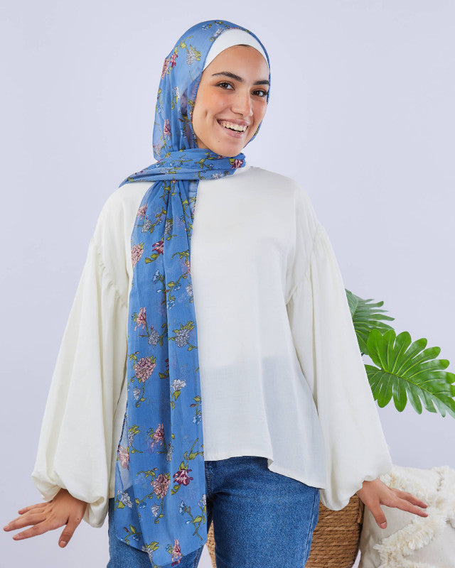 Tie Shop | Printed Crinkled Chiffon	طرحة شيفون - ايشارب شيفون