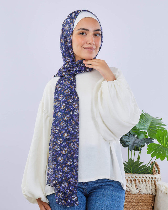 Tie Shop | Printed Crinkled Chiffon	طرحة شيفون - ايشارب شيفون