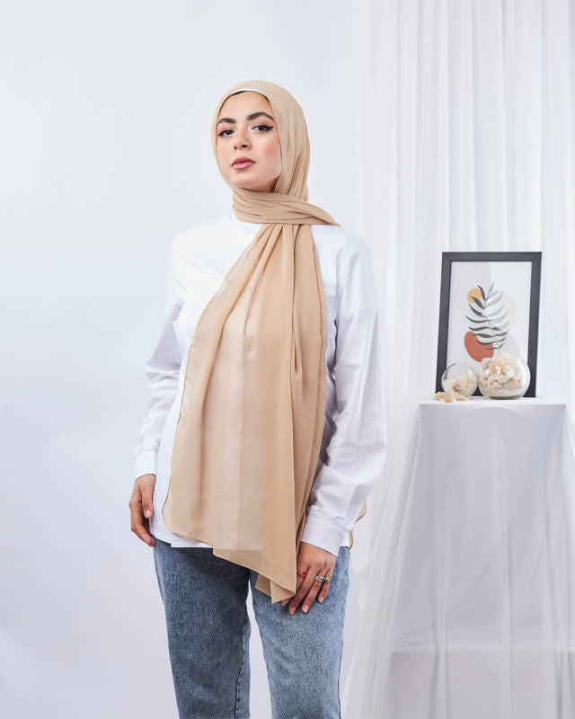 Tie Shop | Plain Wide Crinkled Chiffon | طرحة شيفون سادة - ايشارب شيفون سادة 