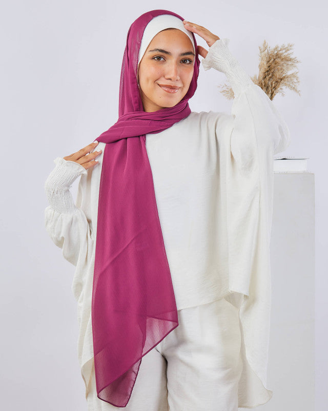 Tie Shop | Plain Wide Crinkled Chiffon | طرحة شيفون سادة - ايشارب شيفون سادة 