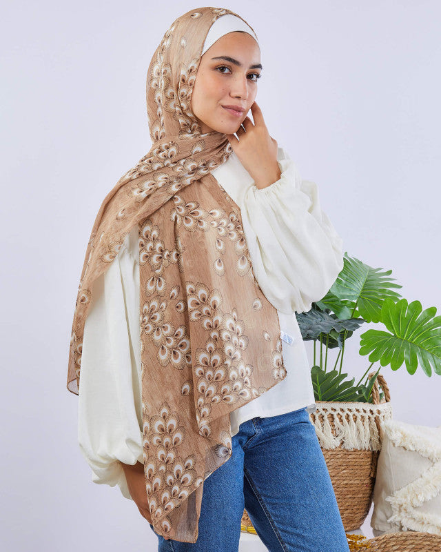 Tie Shop | Printed Crinkled Chiffon	طرحة شيفون - ايشارب شيفون