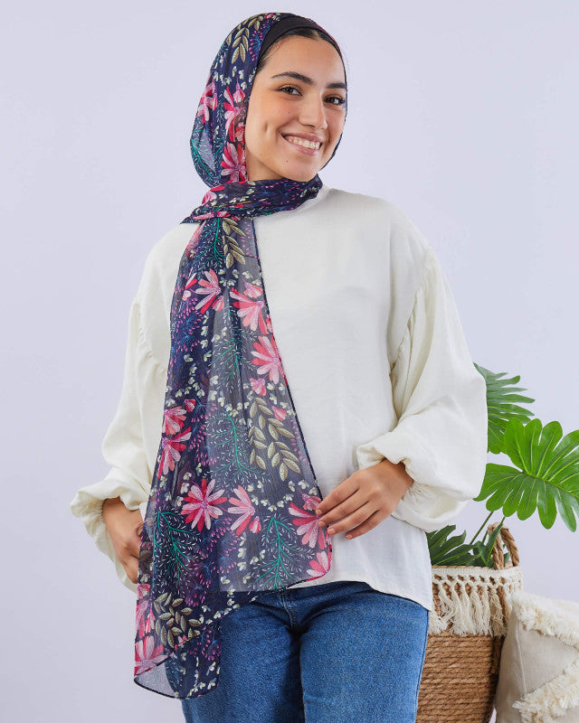 Tie Shop | Printed Crinkled Chiffon	طرحة شيفون - ايشارب شيفون