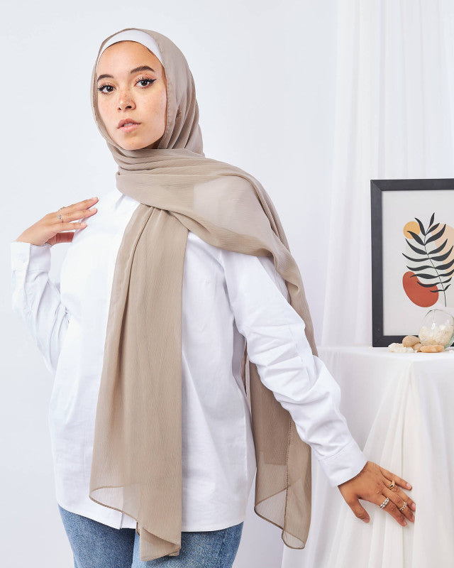 Tie Shop | Plain Wide Crinkled Chiffon | طرحة شيفون سادة - ايشارب شيفون سادة 