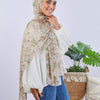 Printed Crinkled Chiffon - Beige