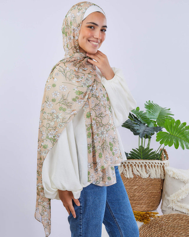 Tie Shop | Printed Crinkled Chiffon	طرحة شيفون - ايشارب شيفون