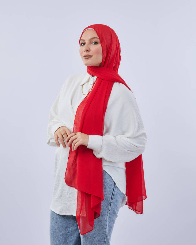 Tie Shop | Plain Wide Crinkled Chiffon | طرحة شيفون سادة - ايشارب شيفون سادة 