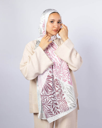Tie Shop | Autumn Glow Chi-Chi scarfطرحة شيفون - ايشارب شيفون | Off White - Purple