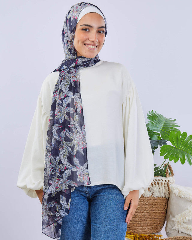 Tie Shop | Printed Crinkled Chiffon	طرحة شيفون - ايشارب شيفون