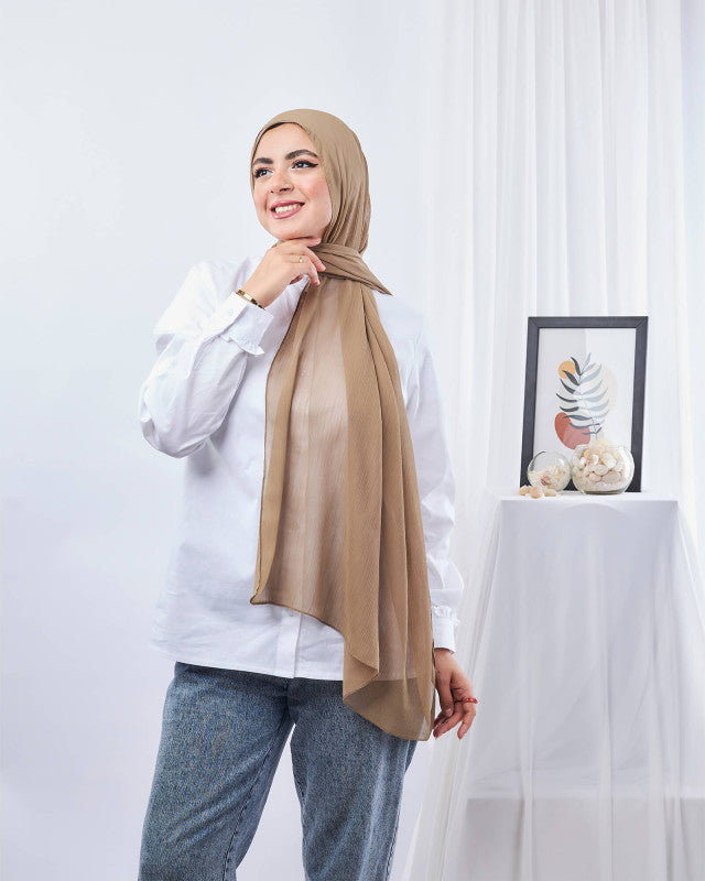 Tie Shop | Plain Wide Crinkled Chiffon | طرحة شيفون سادة - ايشارب شيفون سادة 